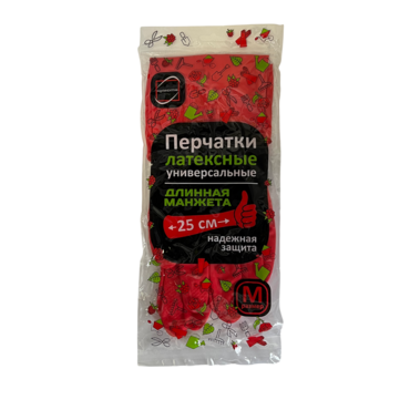 Перейти на страницу товара Перчатки резинов.Красные с длинной манжетой 25см (М) континент (12)(120)