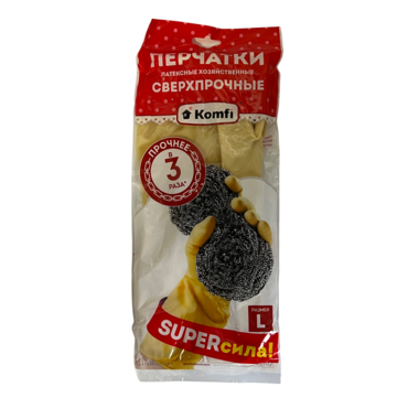 Перчатки резинов.СВЕРХПРОЧНЫЕ Komfi    L  12/144