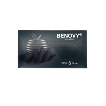 Перчатки Нитрил- Черные--  BENOVY --S