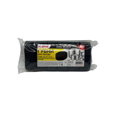 Губки д/пос. OVAL BLACK 95х65х35 мм 6 шт  КРУПНОПОРИСТЫЙ поролон/абразив LAIMA, 608649