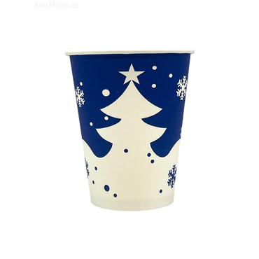 Стакан бум--360 мл  НОВЫЙ ГОД    СИНИЙ (50)(1000)