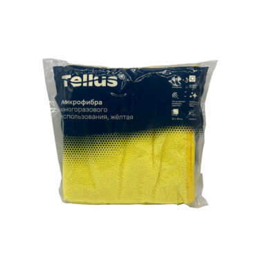 Тряпка д/стола микроф. многоразового использования Tellus 35х35см (5штук) (красн,зелёный,жёлт, син.)
