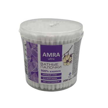 Ватные палочки  AMRA (БАНКА 200шт) (48) 