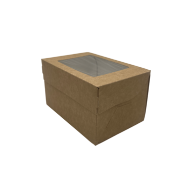 Коробка для пирожных КРАФТ С ОКНОМ 150*100*85 1200мл (25 шт/уп)(175шт/кор)