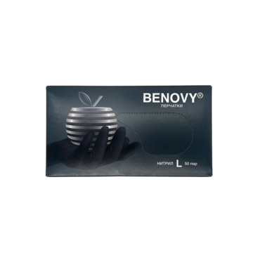 Перчатки Нитрил- Черные--  BENOVY --L