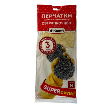 Перчатки резинов.СВЕРХПРОЧНЫЕ Komfi    М  12/144