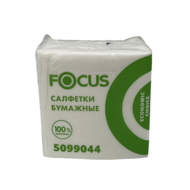 Салфетки бумажные FOCUS (Фокус)24x24см, белые 100 шт (24)