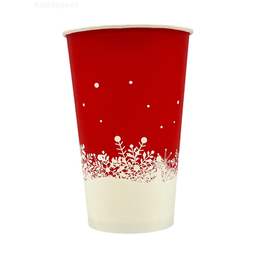 Стакан бум--480 мл  НОВЫЙ ГОД   КРАСНЫЙ(50) (1000)
